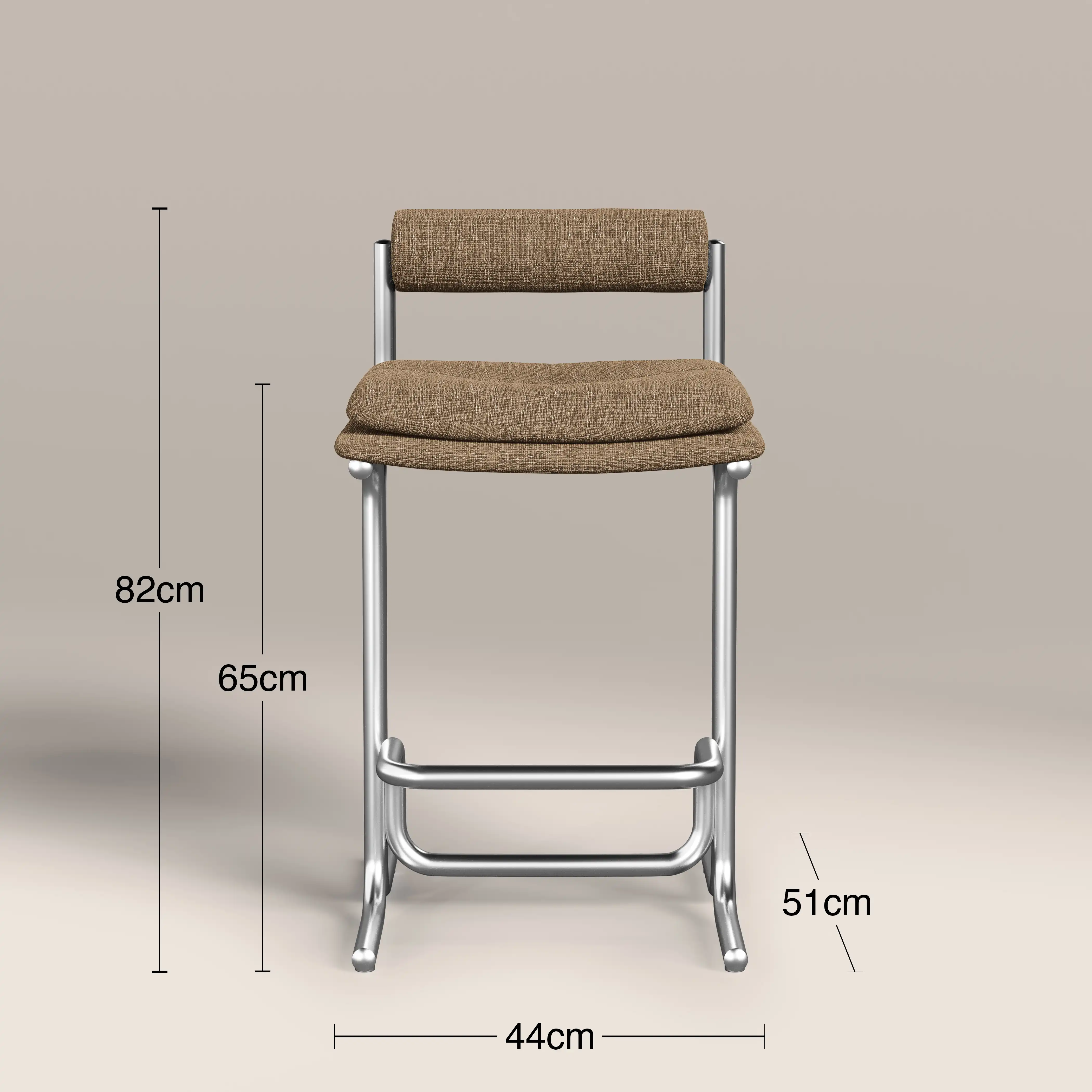 Wilbur Kitchen Stool | Speckled Cappuccino Boucle & Brushed Chrome - Image 8