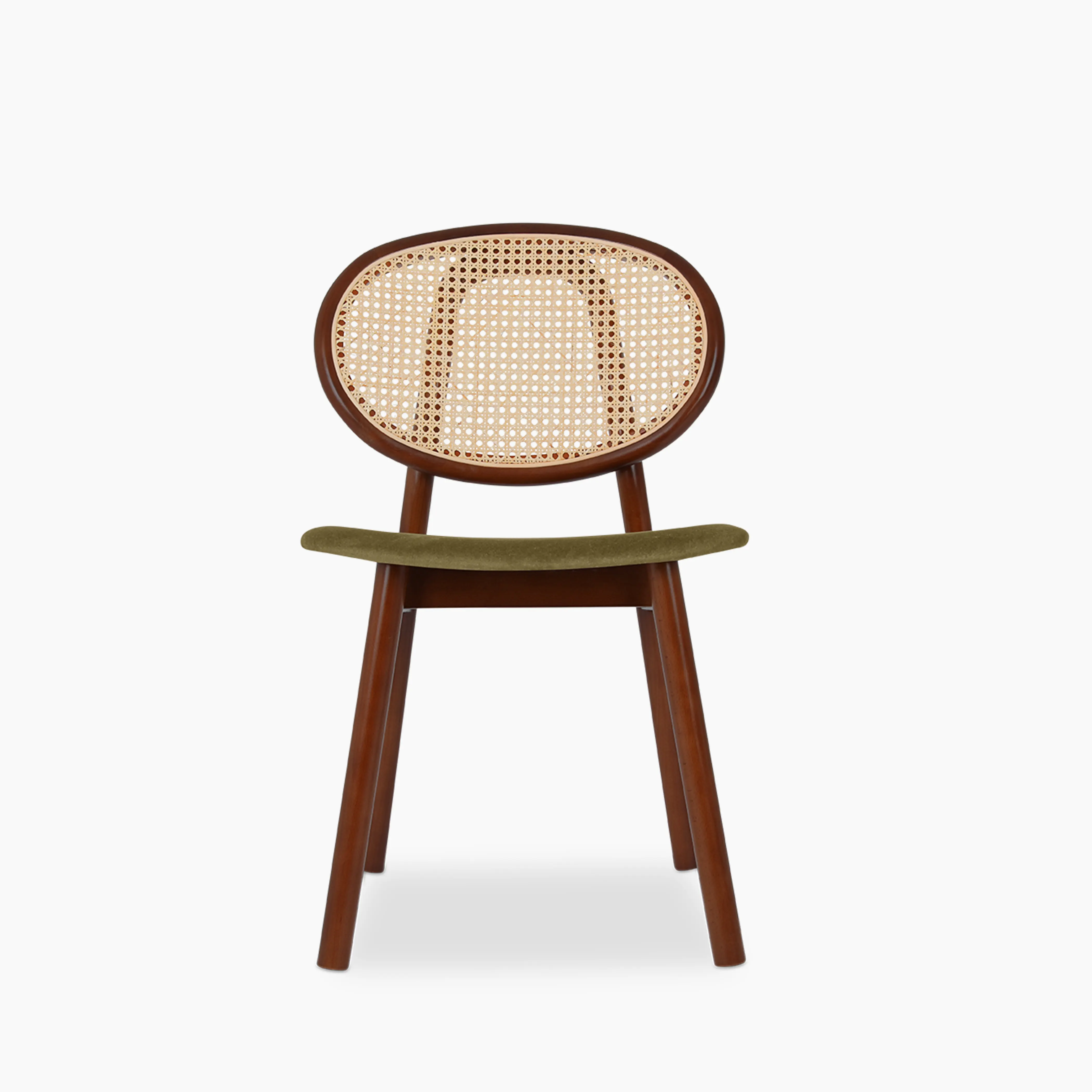Willow Wooden Dining Chair | Moss Green Sustainable Mohair Velvet & Walnut - Image 4