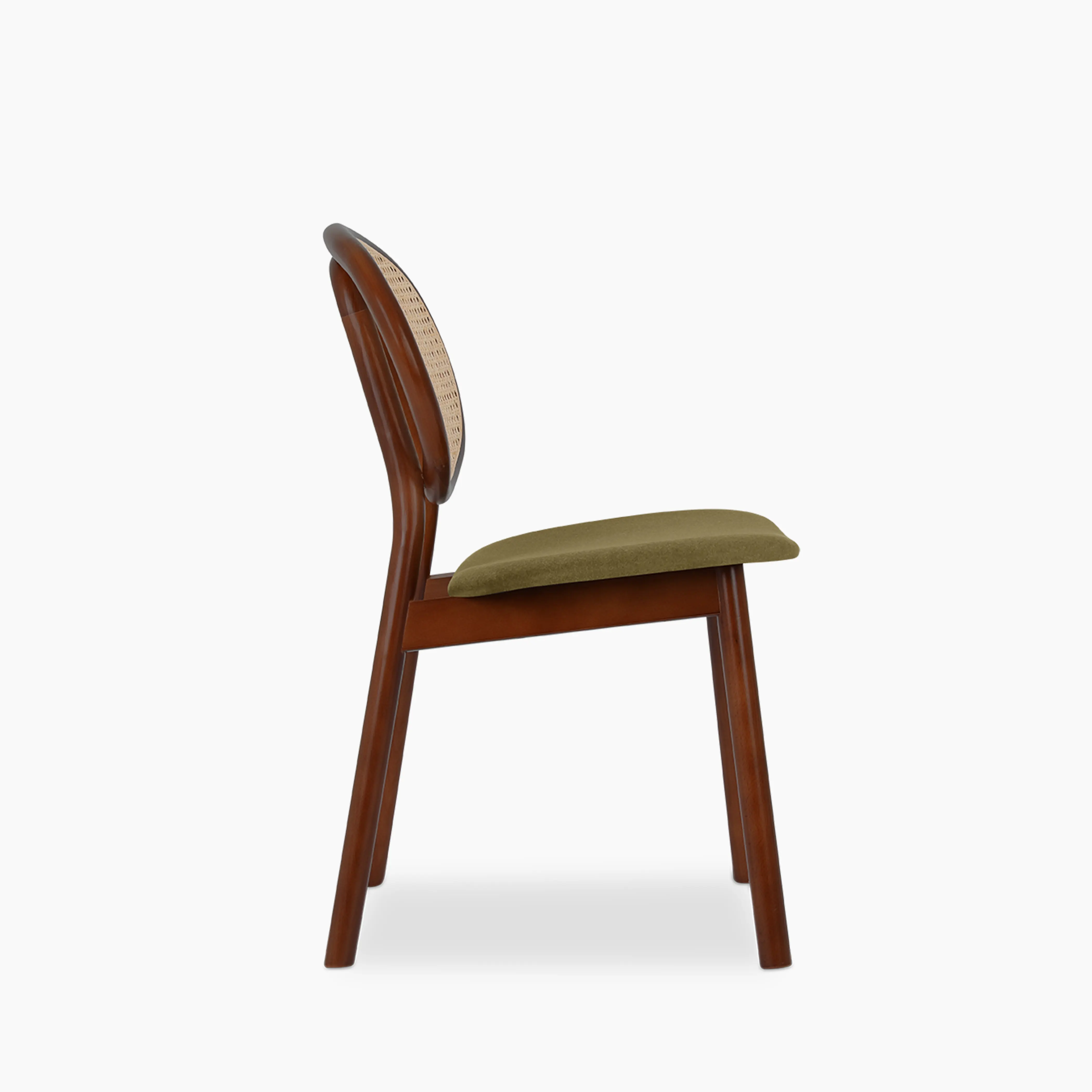 Willow Wooden Dining Chair | Moss Green Sustainable Mohair Velvet & Walnut - Image 5