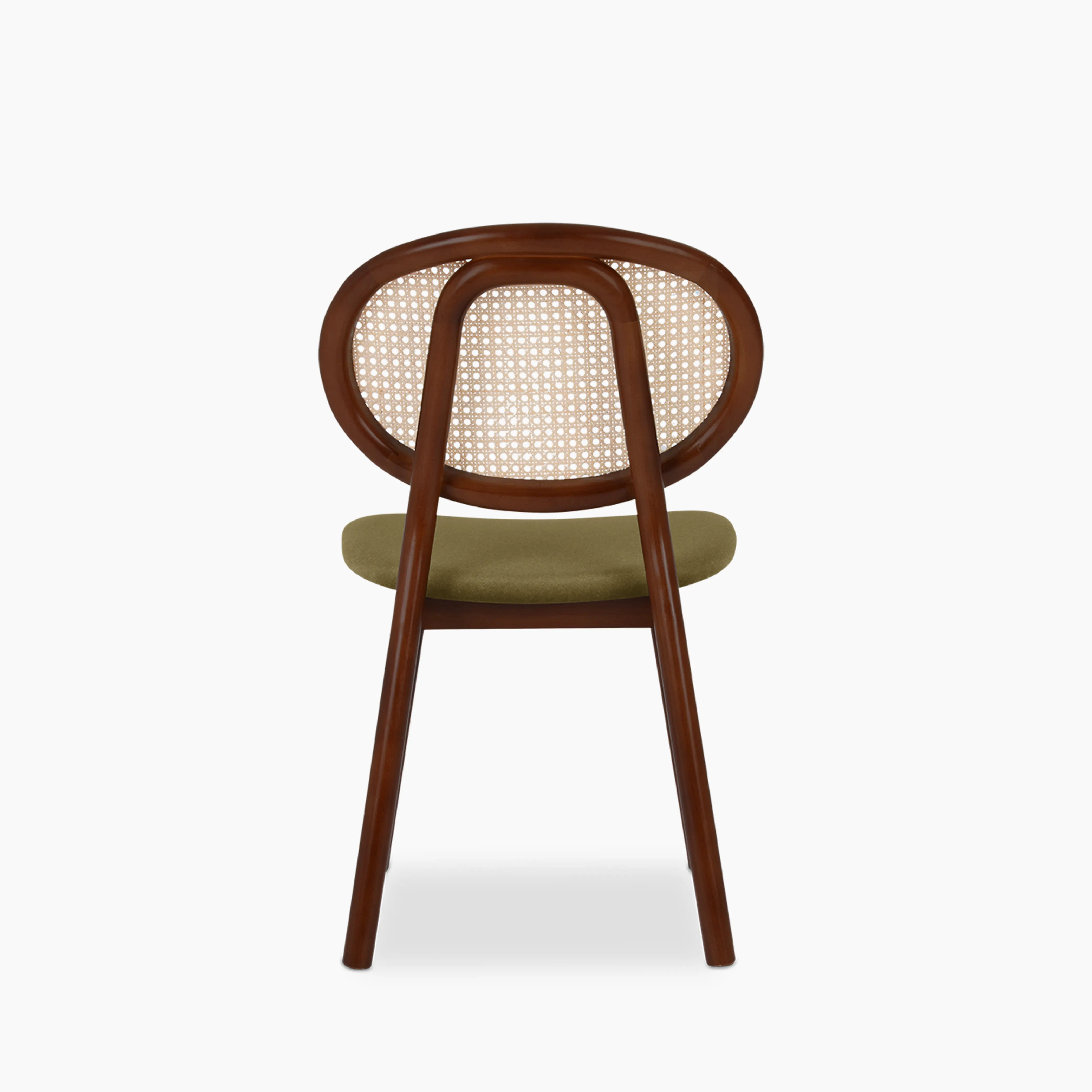 Willow Wooden Dining Chair | Moss Green Sustainable Mohair Velvet & Walnut - Image 7