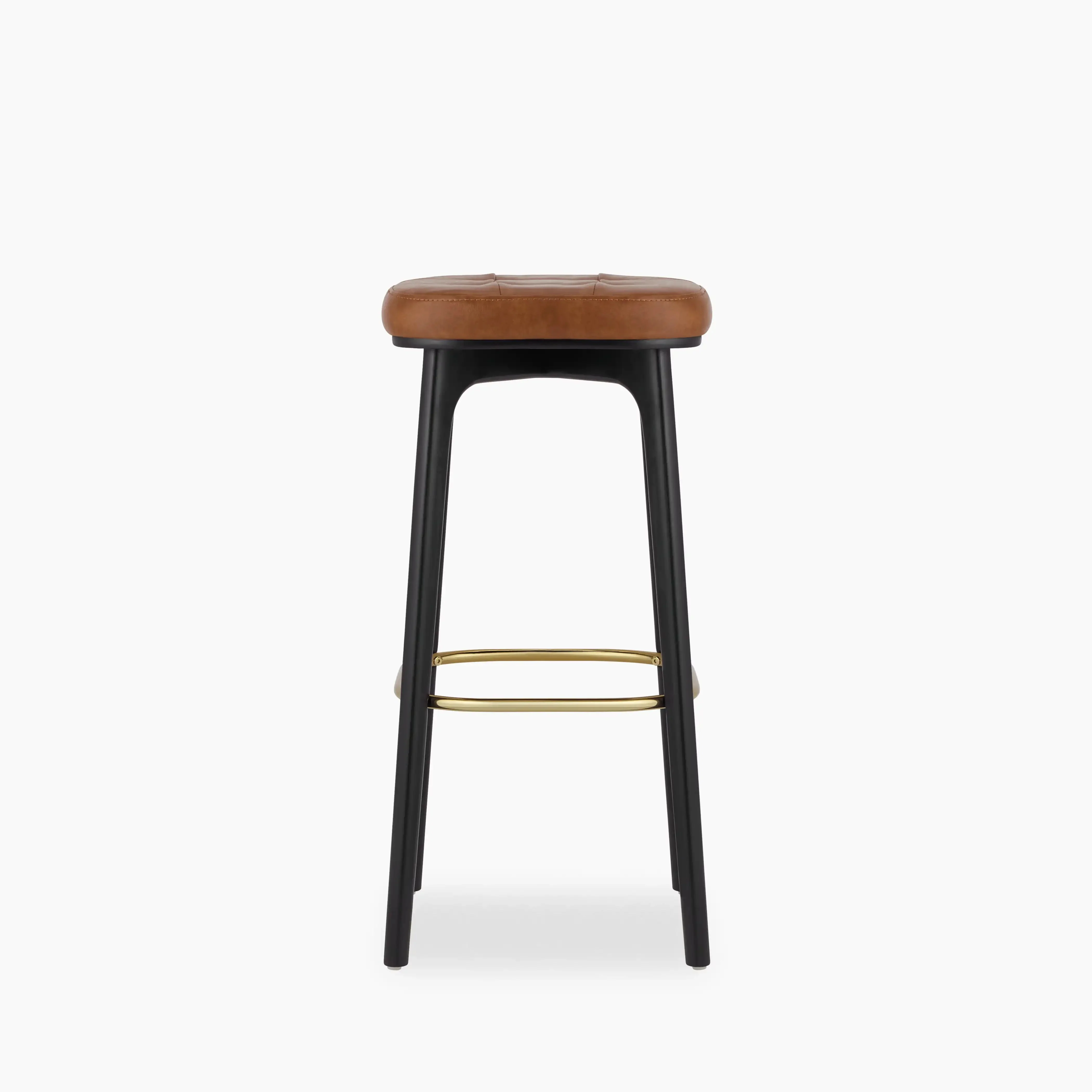 Winchester Bar Stool | Tan Faux Leather & Black - Image 2