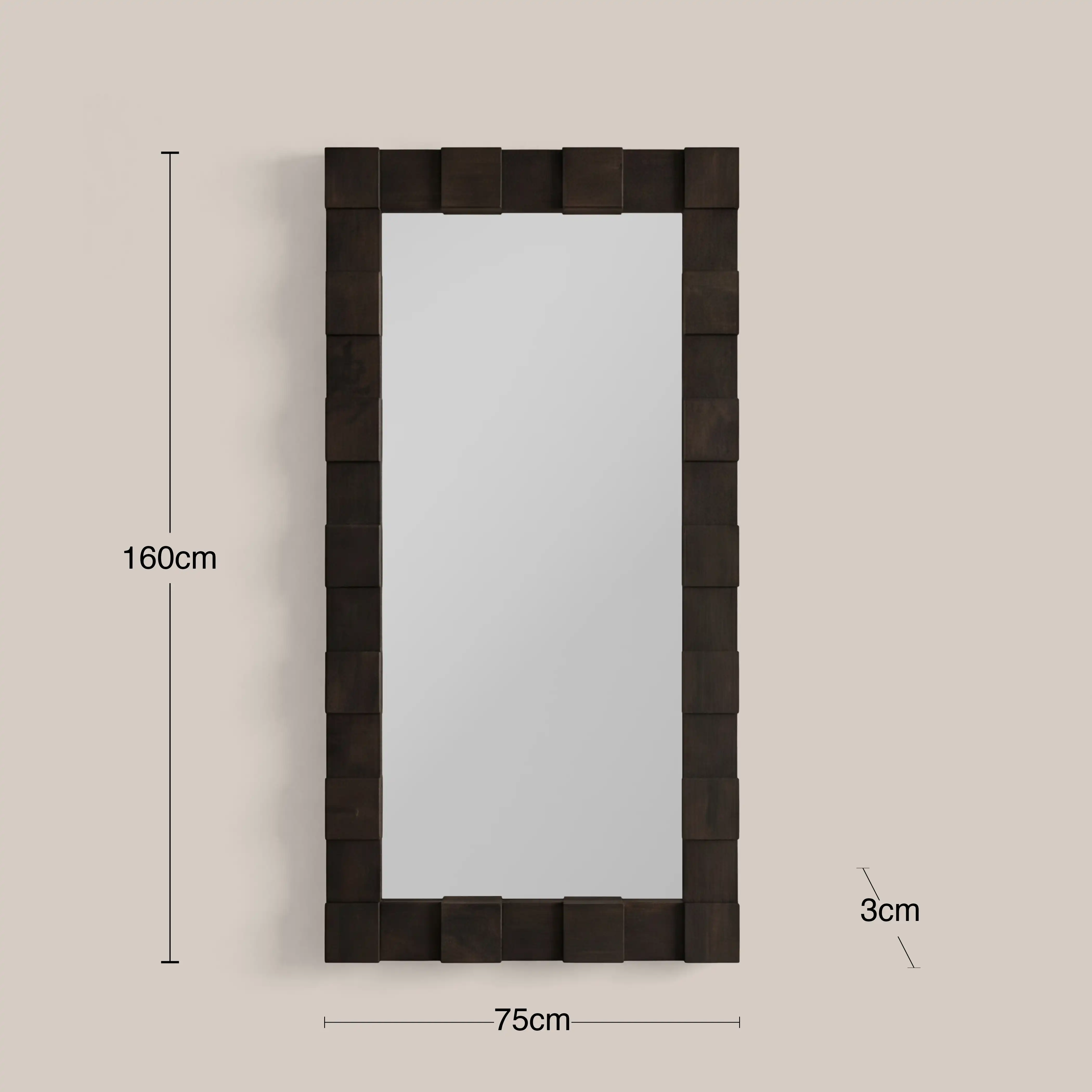 Windsor Rectangle Full Length Mirror, 160 x 75 cm | Walnut - Image 5