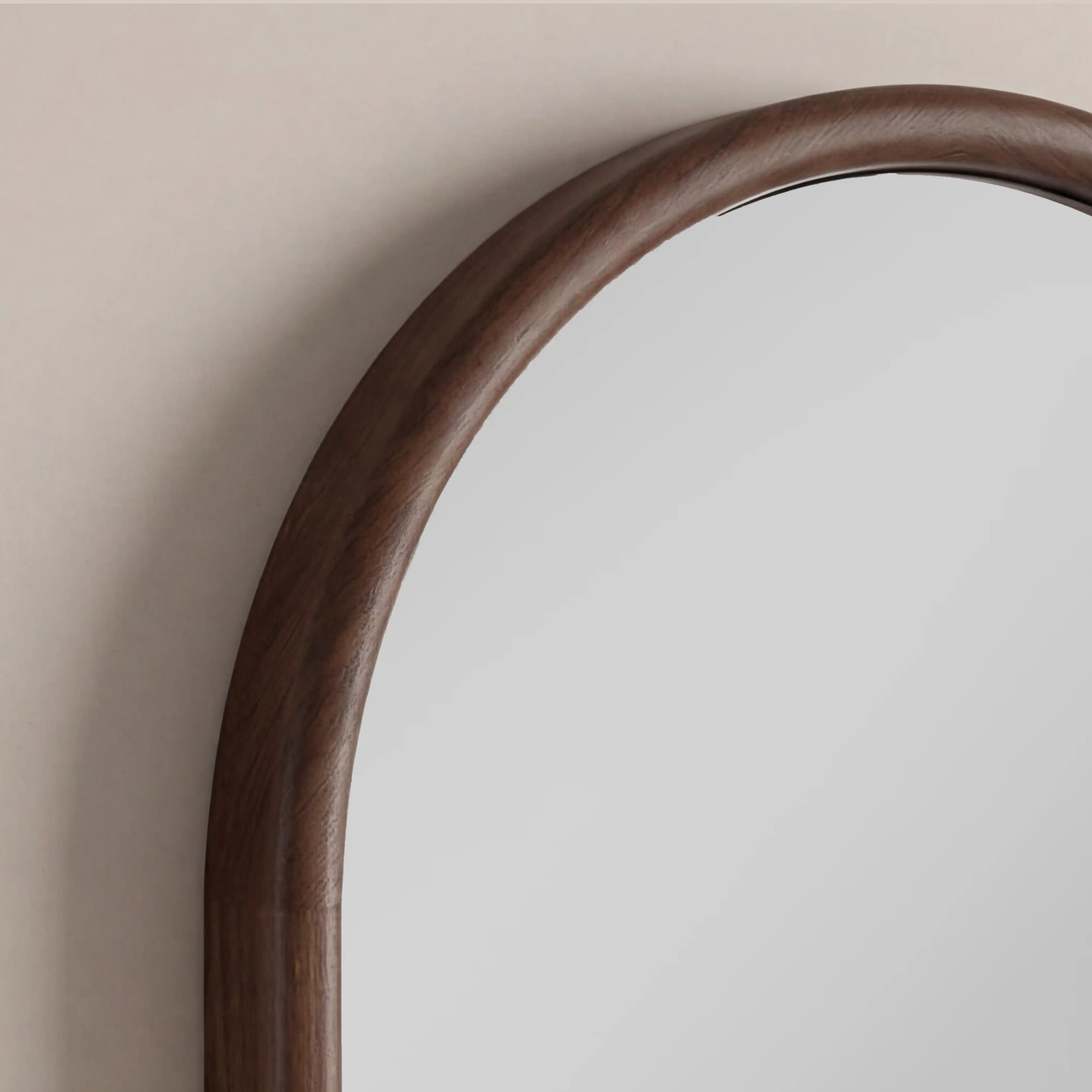 Wrenley Oval Wall Mirror, 90 x 60 cm | Walnut - Image 4